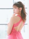 キャバドレス ロングドレス Aライン バースデー イベント 大きいサイズ Tika ティカ ホルターネックフラワー刺繍ボリュームチュールAラインロングドレス