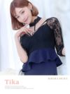 キャバドレス ミニドレス タイトドレス ペプラムドレス 大きいサイズ Tika ティカ チョーカーネックフラワーレース切り替えペプラムタイトミニドレス