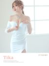 キャバドレス ロングドレス マキシ丈 タイトドレス 大きいサイズ Tika ティカ オフショルレーススリーブフロントジップタイトスリットロングドレス