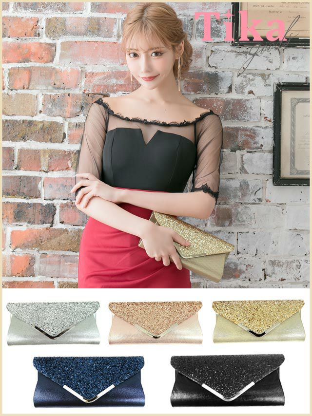 バッグ ミニバッグ クラッチバッグ ショルダーバッグ シンプル キャババッグ Tika ティカ グリッターラメ切り替えフレームデザイン2wayミニバッグ