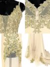 キャバドレス ロングドレス マーメイドドレス マキシ丈 大きいサイズ バースデー セクシー Tika ティカ ゴールド刺繍デザインサイドシアーマーメイドロングドレス