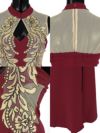 キャバドレス ロングドレス タイトドレス 大きいサイズ 激安 Tika ティカ シアーハイネックエレガント刺繍デザインタイトスリットロングドレス