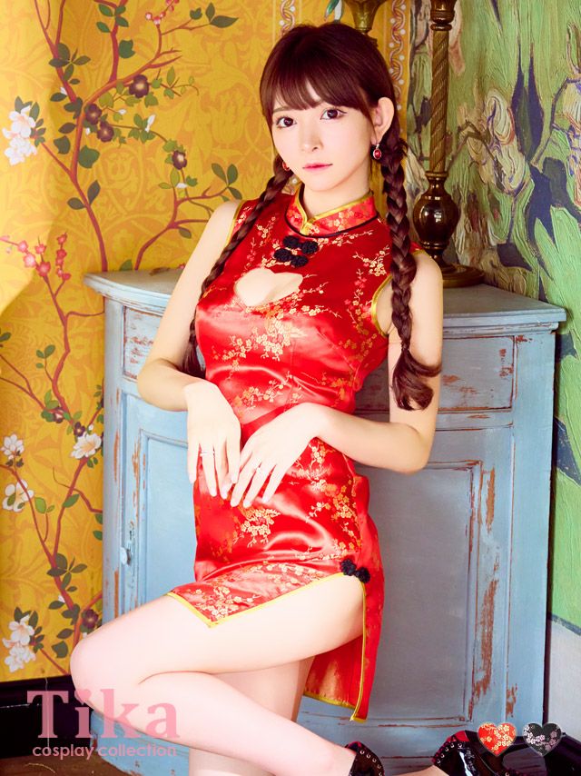 コスプレ衣装 ハートカットデザインチャイナドレス ハロウィン コスプレ2点セット