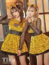 コスプレ衣装 レースシースルーデザイン映えフレア鬼アニマル ハロウィン コスプレ4点セット