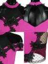 キャバドレス ミニドレス タイト 大きいサイズ セクシー Tika ティカ ハイネックシアー切り替えフラワー刺繍デザインタイトミニドレス