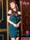 キャバドレス ミニドレス タイト 大きいサイズ セクシー Tika ティカ ハイネックシアー切り替えフラワー刺繍デザインタイトミニドレス