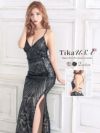 キャバドレス ロングドレス マーメイド マキシ丈 セクシー タイト Tika ティカ バックストラップデザインキラキラスパンコール刺繍レースマーメイドロングスリットドレス