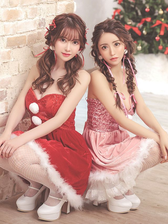 サンタ コスプレ サンタ衣装 仮装 セクシー クリスマス サンタクロース Tika ティカ 胸元スパンコール付きベアサンタコスチュームセット