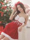 サンタ コスプレ クリスマス 衣装 仮装 セクシー コスチューム Tika ティカ フラワーモチーフビジュー付きハートカットベアサンタコスチュームセット