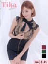 キャバドレス ミニドレス タイト セクシー 大きいサイズ キャバクラ Tika ティカ ネックリボンヌーディーレース切り替えジッパータイトミニドレス