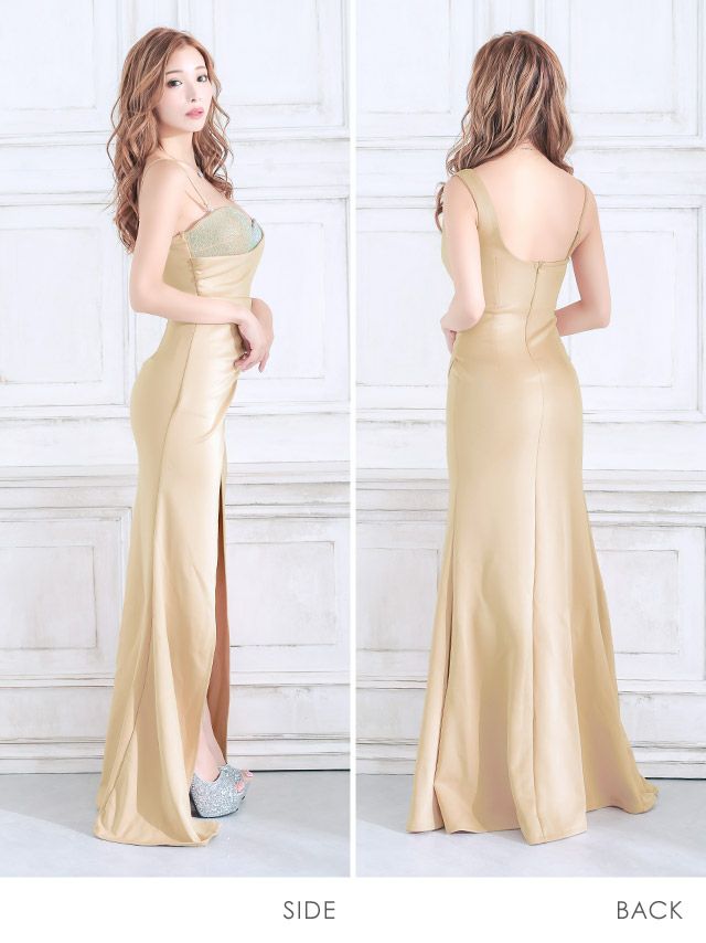 キャバドレス ロングドレス セクシー マキシ丈 ロング丈 大きいサイズ タイト Tika ティカ ワンショルスパンコールデザインタイトラップロングドレス