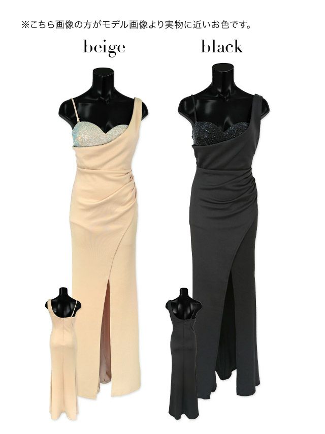 キャバドレス ロングドレス セクシー マキシ丈 ロング丈 大きいサイズ タイト Tika ティカ ワンショルスパンコールデザインタイトラップロングドレス