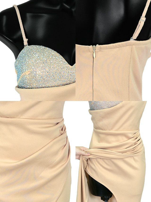 キャバドレス ロングドレス セクシー マキシ丈 ロング丈 大きいサイズ タイト Tika ティカ ワンショルスパンコールデザインタイトラップロングドレス