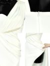 キャバドレス ロングドレス マキシ丈 タイト セクシー 大きサイズ Tika ティカ パールビジュー付きプリーツワンショルダータイトラップロングドレス