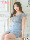キャバドレス ミニドレス タイト セクシー 大きいサイズ 膝丈 Tika ティカ ジッパーフラワーレース切り替えタイトミニドレス