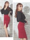 キャバドレス セットアップ ミディアムドレス タイトセクシー セパレート Tika ティカ カシュクールブラウス×タイトスリットスカートセットアップドレス