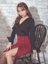 キャバドレス セットアップ ミディアムドレス タイトセクシー セパレート Tika ティカ カシュクールブラウス×タイトスリットスカートセットアップドレス