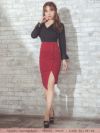 キャバドレス セットアップ ミディアムドレス タイトセクシー セパレート Tika ティカ カシュクールブラウス×タイトスリットスカートセットアップドレス