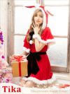 サンタコスプレ サンタ コスチューム 衣装 クリスマス サンタクロース バニー うさぎ Tika ティカ うさ耳ケープ&ウエストリボン付きサンタコスプレ