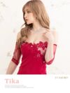 キャバドレス ミニドレス タイト セクシー 袖あり 半袖 大きいサイズ Tika ティカ シアーオフショルフラワー刺繍ビジュータイトアシンメトリーミニドレス
