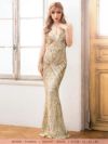 キャバドレス ロングドレス タイト マキシ丈 セクシー  大きいサイズ バースデー Tika ティカ バックオープンストラップスパンコールデザインマーメイドエレガントロングドレス