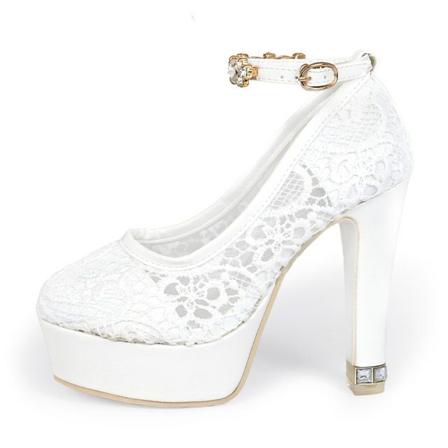 キャバヒール イメージ1 アンクルビジューストラップデザインレースパンプス