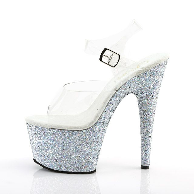 キャバヒール イメージ1 グリッターソールクリアアンクルストラップキラキラハイヒールサンダル