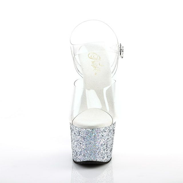 キャバヒール イメージ3 グリッターソールクリアアンクルストラップキラキラハイヒールサンダル