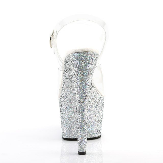 キャバヒール イメージ4 グリッターソールクリアアンクルストラップキラキラハイヒールサンダル