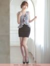 キャバドレス ミニドレス セクシー セパレート タイト 大きいサイズ Tika ティカ Vネックフリルぺプラムトップス×タイトミニスカートセットアップドレス