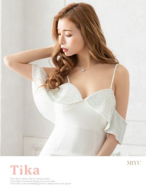 キャバドレス ロングドレス マキシ丈 セクシー 大きいサイズ Tika ティカ ビジュー付きオフショルダーバックスピンドルスリットジッパー袖ありタイトロングドレス