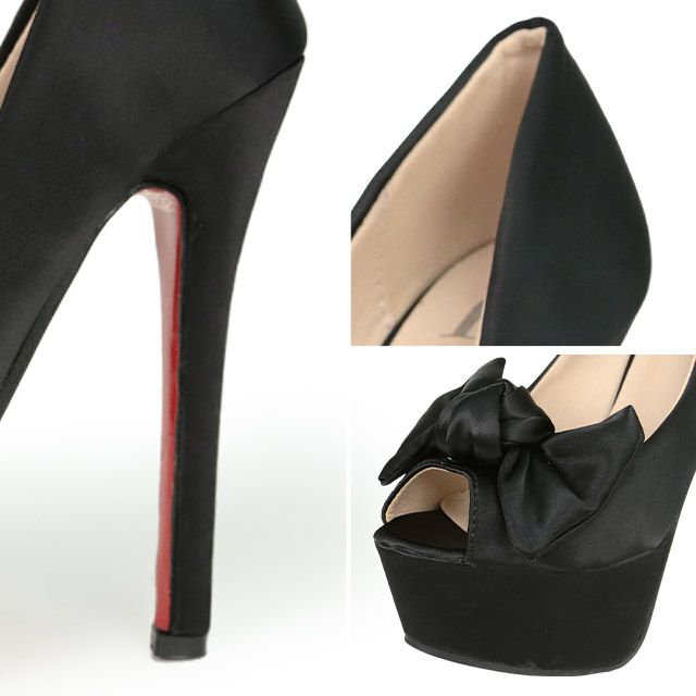 キャバヒール イメージ3 サテンリボン付パンプス