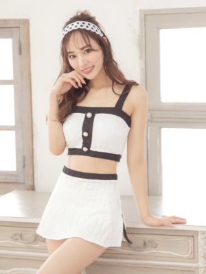 水着 体型カバースカート付きモノトーン韓国風...