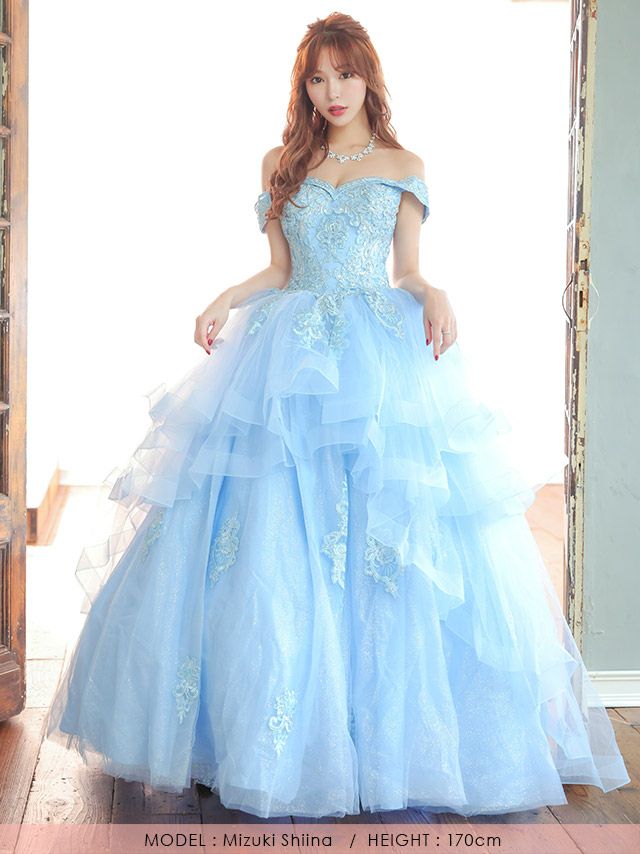 キャバドレス ロングドレス マキシ丈 Aライン バースデー イベント Tika ティカ オフショルダーエレガントビジュー刺繍バックスピンドルゴージャスラメロングインポートドレス