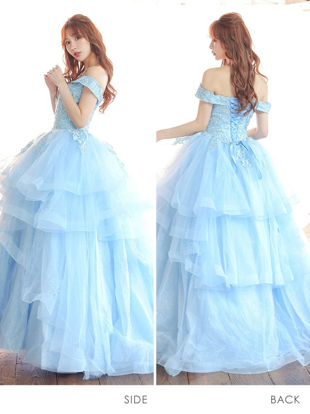 キャバドレス ロングドレス マキシ丈 Aライン バースデー イベント Tika ティカ オフショルダーエレガントビジュー刺繍バックスピンドルゴージャスラメロングインポートドレス