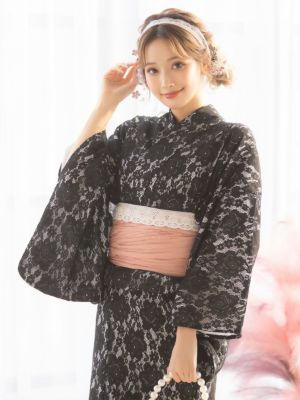 [浴衣] SWEET ブラックフラワー 高級...