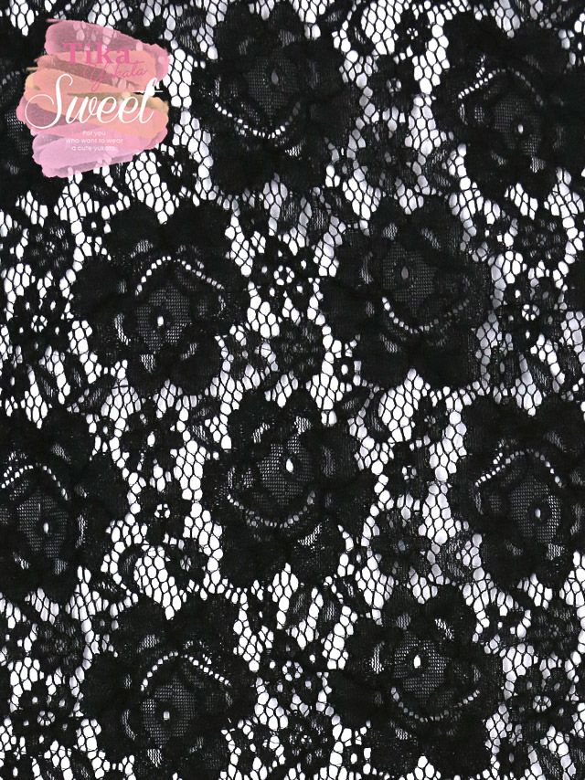 浴衣 レディース セット 帯 下駄 兵児帯 しわへこ 可愛い 黒 Tika ティカ ブラックフラワーオールレース ゆかた3点セット