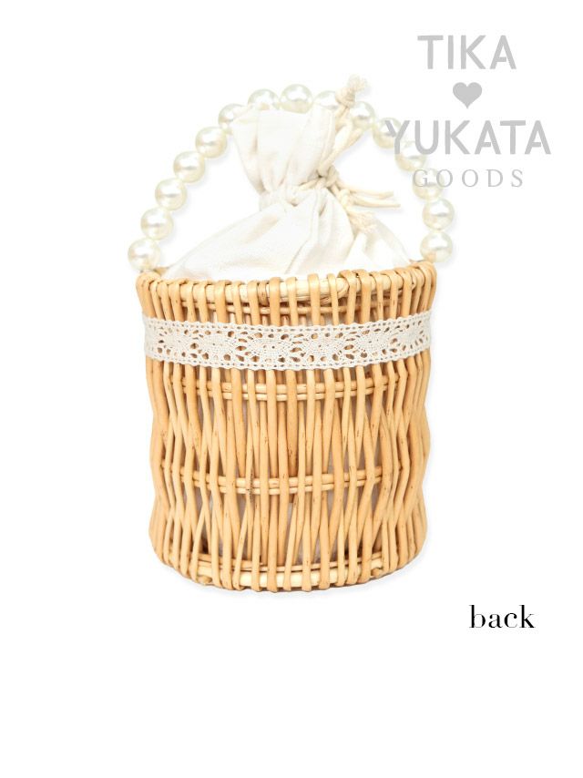 バッグ かごバッグ 鞄 浴衣バッグ 和装 和服 ミニバッグ ハンドバッグ Tika ティカ 選べるラウンド型&スクエア型レースリボン付きパールハンドルかごバッグ