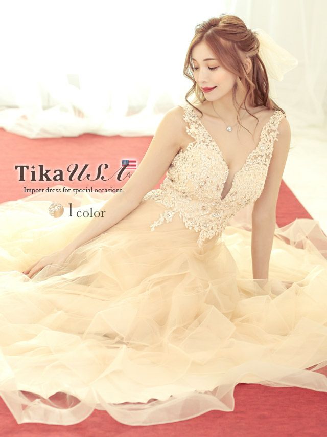 LA直輸入 刺繍レース×贅沢ビジューノースリーブチュールロングバースデードレス (XSサイズ～Mサイズ) (みゆう キャバドレス着用)