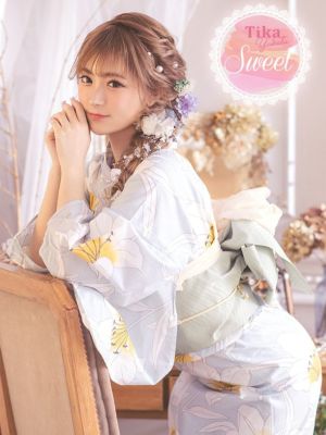 [浴衣 選べる帯] SWEET 儚げユリ柄×...