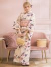 浴衣 セット レディース 帯 下駄 兵児帯 しわへこ 和装 レトロ 可愛い Tika ティカ ニュアンスカラー×華やか椿 ゆかた3点セット