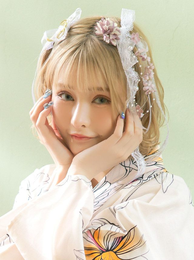 浴衣 髪飾り セット 和装 ヘアアクセ 浴衣小物 Tika ティカ レースリボン付きニュアンスカラードライフラワー11点セット髪飾り