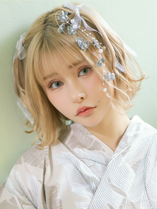 浴衣 髪飾り セット 和装 ヘアアクセ 浴衣小物 Tika ティカ レースリボン付きニュアンスカラードライフラワー11点セット髪飾り