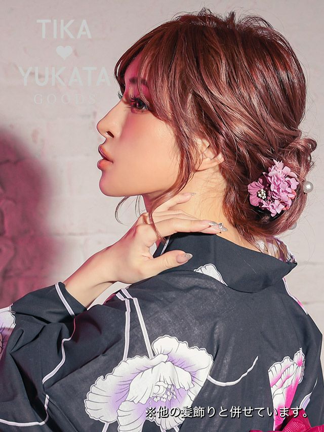 浴衣 髪飾り セット 和装 レトロ ヘアアクセ Tika ティカ つまみ細工&玉かんざし付きドライフラワー16点セット髪飾り