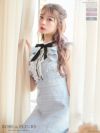 ROBEdeFLEURS ローブドフルール 高級ネックリボンフリル袖ツイードノースリーブフレアドレス