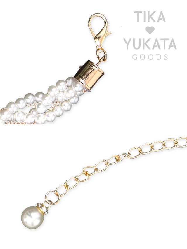浴衣 帯締め かざり紐 和装 和装小物 グッズ 帯飾り 飾り紐 Tika ティカ ゴールドチェーンパール飾り帯紐
