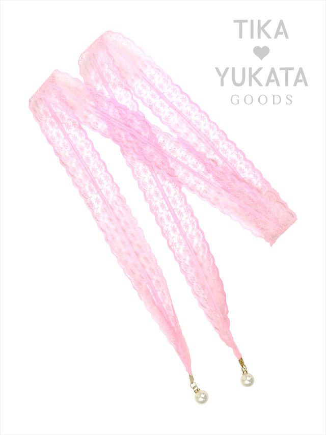浴衣 帯締め かざり紐 帯飾り 和装 浴衣小物 和装小物 グッズ Tika ティカ パール付きレース飾り帯紐