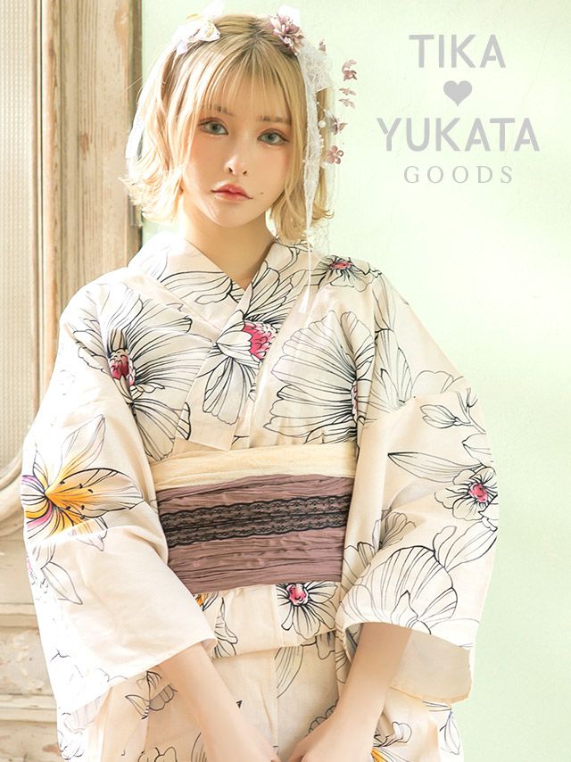 浴衣 帯締め かざり紐 帯飾り 和装 浴衣小物 和装小物 グッズ Tika ティカ パール付きレース飾り帯紐