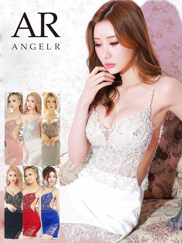 Angel-R エンジェルアール 高級アッパーレース＆ビジュータイトミニドレス