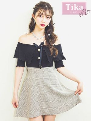 [韓国ドレス] フリルリボンレースガーリーデ...